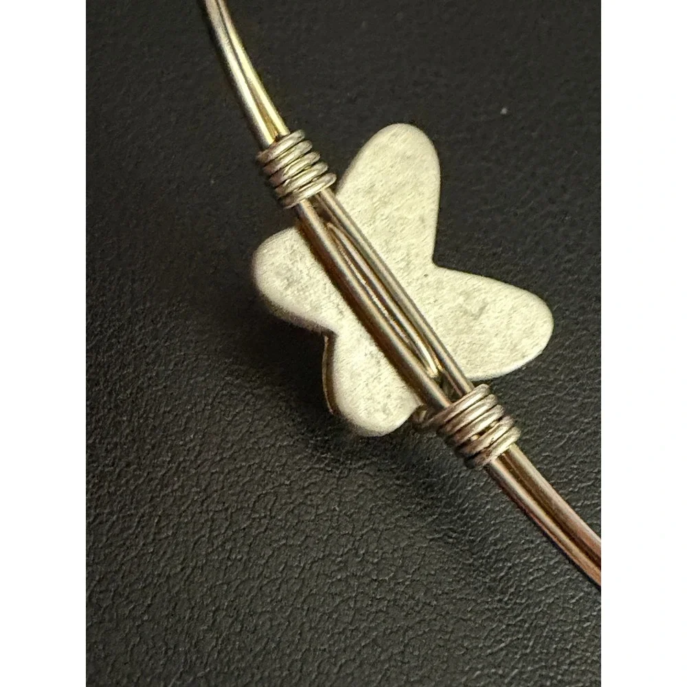 Butterfly Bangle Bracelet Silver Tone Iridescent Luca + Danni